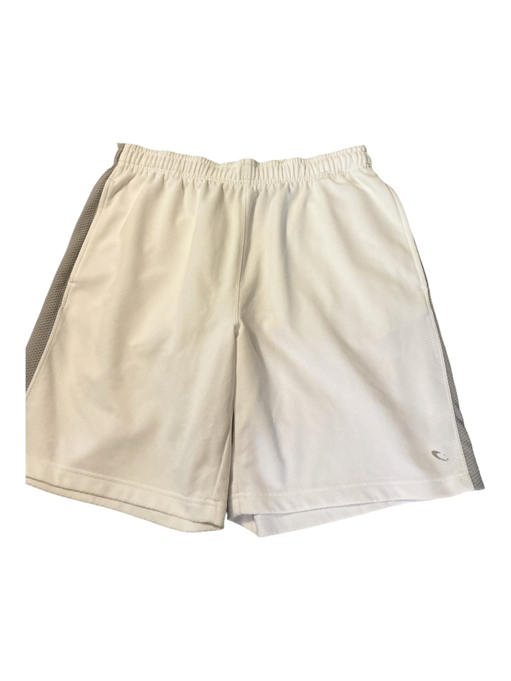 Champion White Athletic Shorts with Gray Side Panels